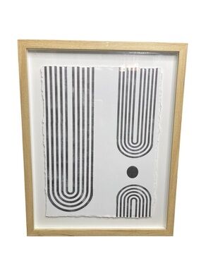 Threshold Abstract Curve Lines Framed Wall Art 16” x 20” Modern Geometric